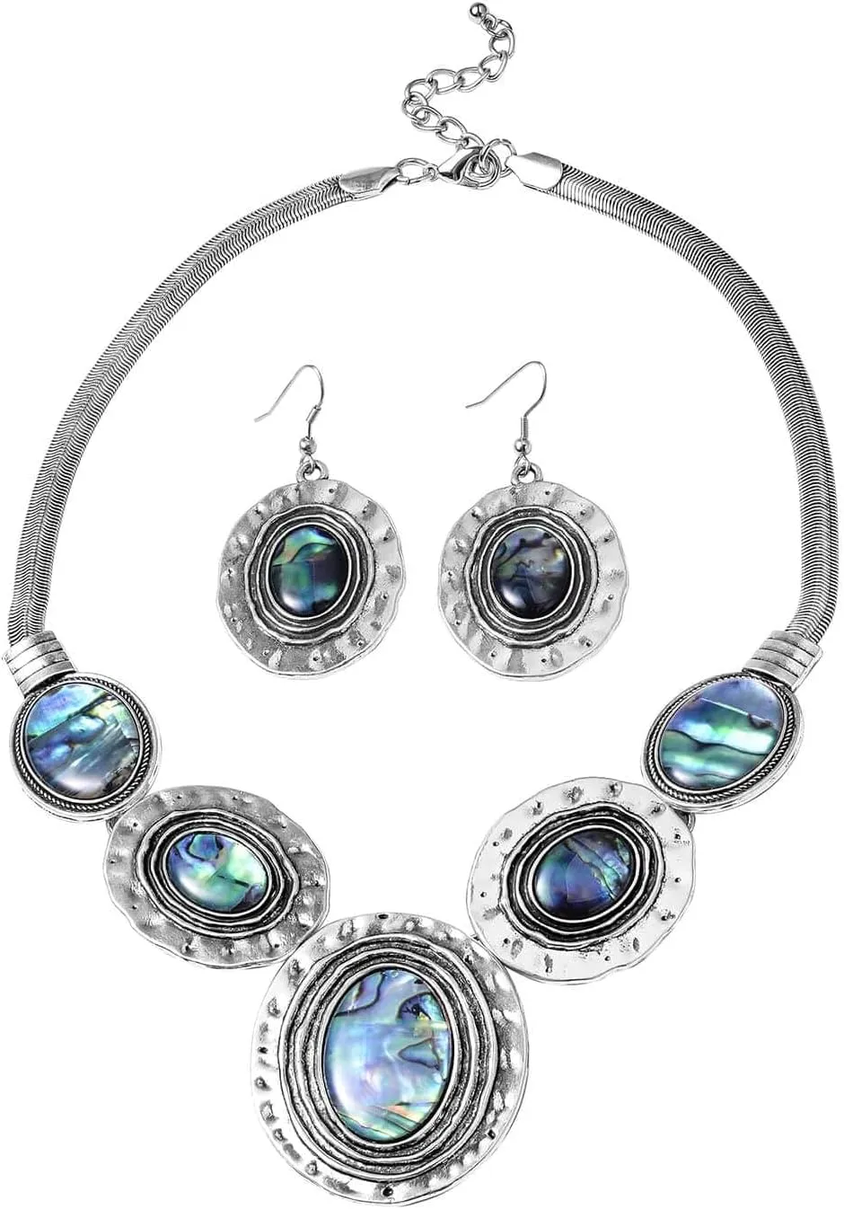 Shop LC Abalone Shell Necklace and Earring Sets for Women - Genuine Handmade Boho Costume Jewelry - Natural Abalone Jewelry in Stainless Steel Birthday Gifts for Women