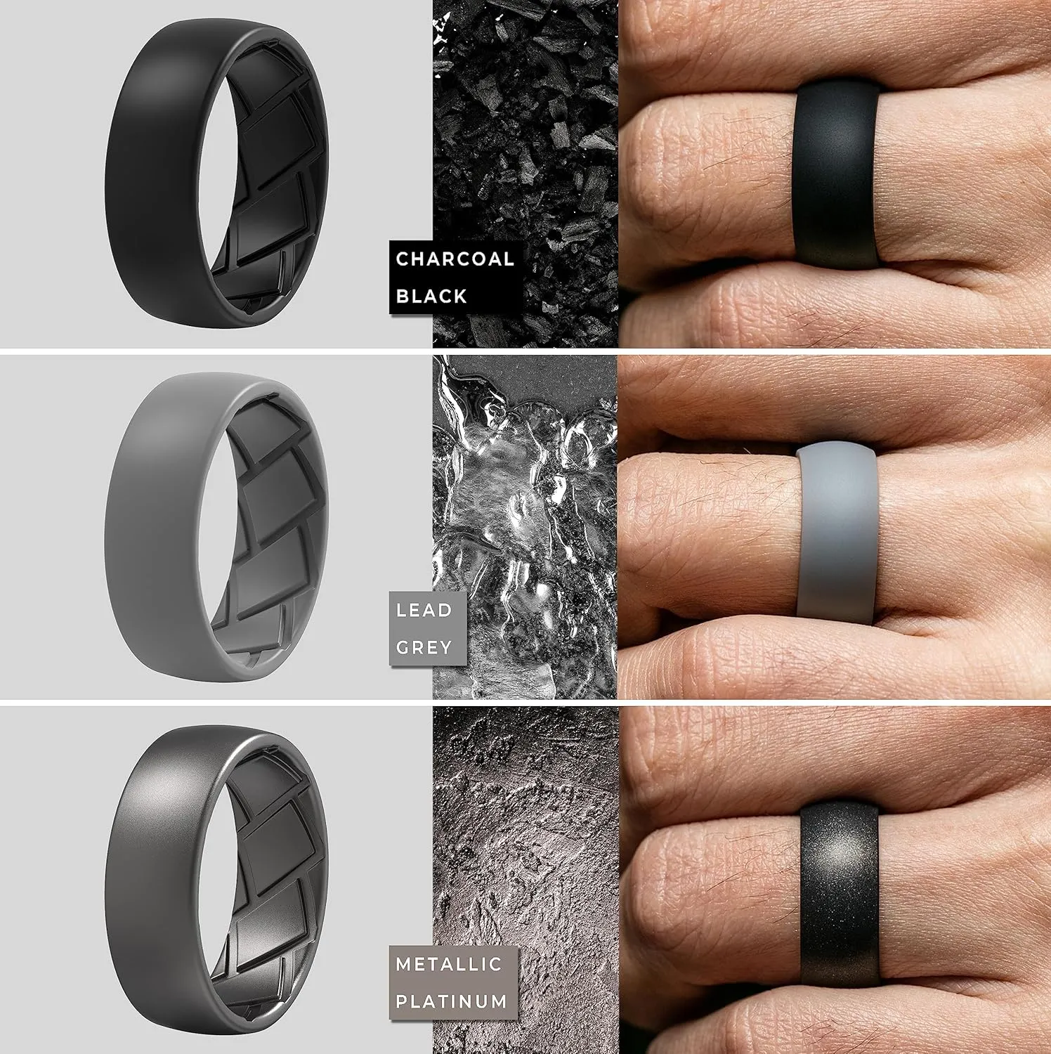 Silicone Ring for Men - 8mm Width 2.3mm Thick