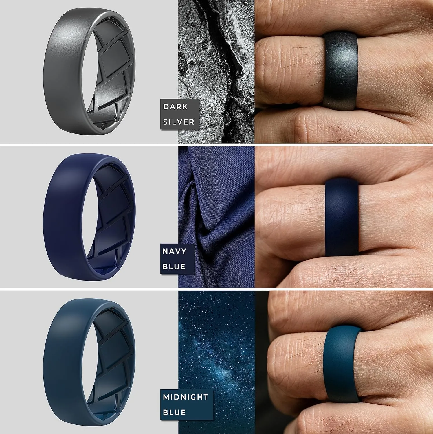 Silicone Ring for Men - 8mm Width 2.3mm Thick