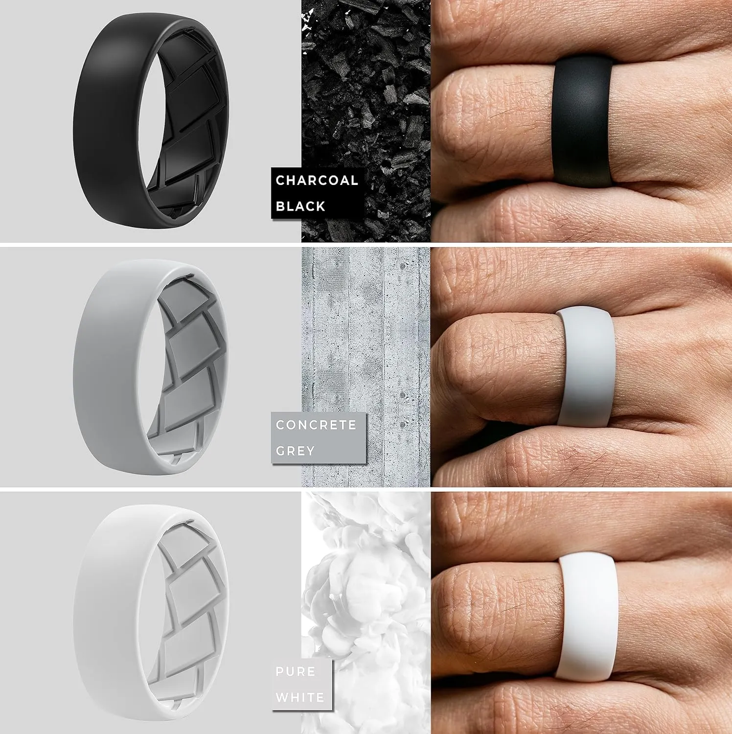 Silicone Ring for Men - 8mm Width 2.3mm Thick