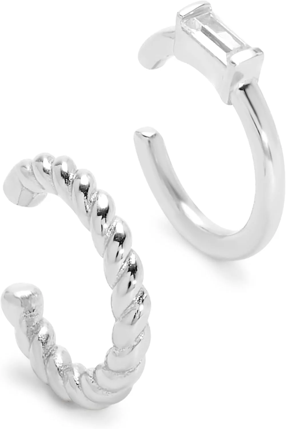 Silver CZ and Textured Ear Cuff Set - Gifts for Mom