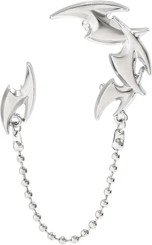 Silver Plated Darts Chain Ear Cuff Earrings for Women,Stylish Punk Cyberpunk Spike Beaded Tassel Climber Earrings,Dainty Band Bar Jewelry Gifts