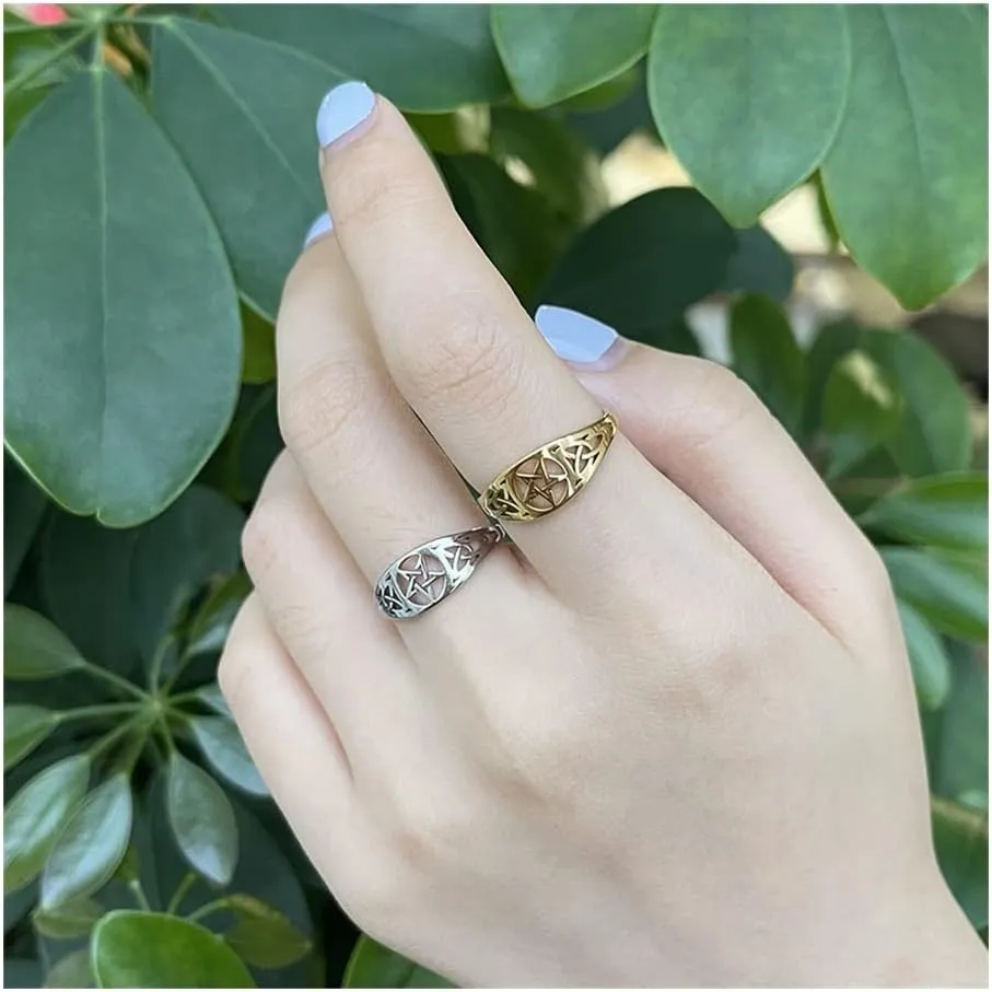 Silver Rings Women Ring Stainless Steel Couple Ring Jewelry Silver Rings for Women (Main Stone Color : Style 4-Rose Gold, Ring Size : 9)