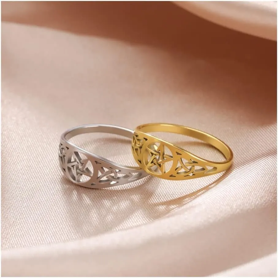 Silver Rings Women Ring Stainless Steel Couple Ring Jewelry Silver Rings for Women (Main Stone Color : Style 4-Rose Gold, Ring Size : 9)