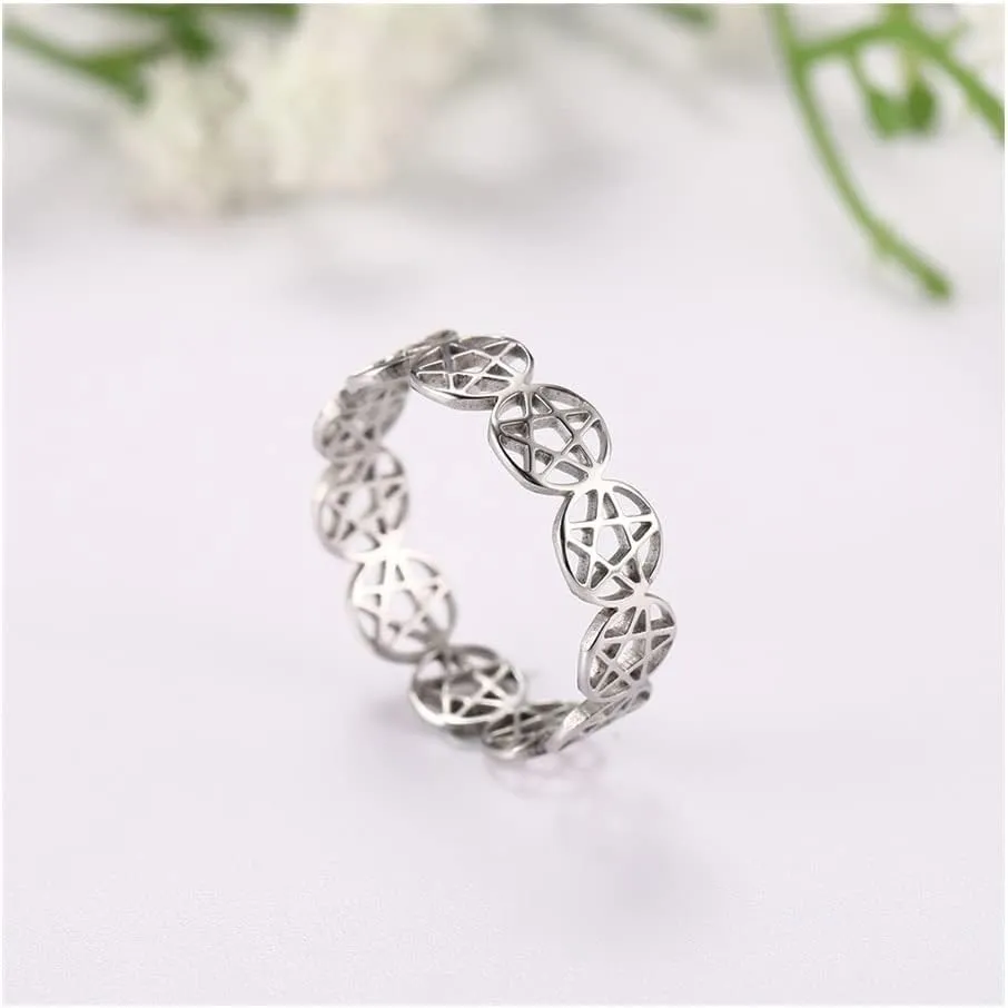 Silver Rings Women Ring Stainless Steel Couple Ring Jewelry Silver Rings for Women (Main Stone Color : Style 4-Rose Gold, Ring Size : 9)