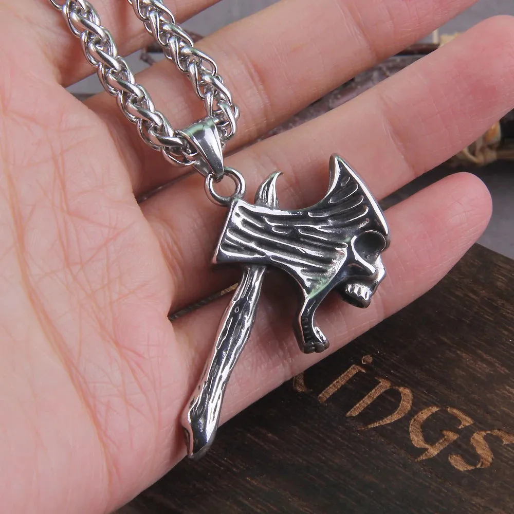 Skull Axe Viking Necklace