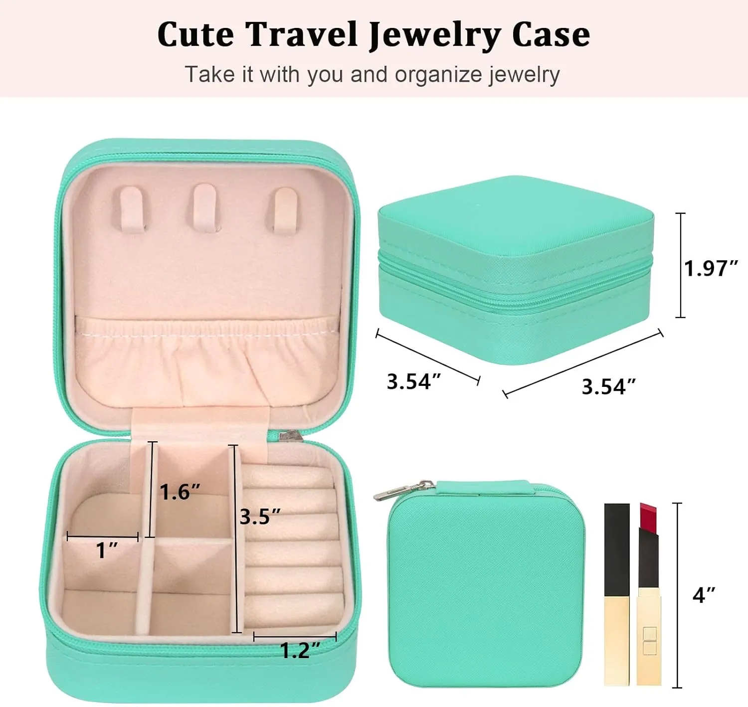 Small Jewelry Box PU Leather Travel Jewelry Case Portable Women Girls Jewelry Organizers and Storage for Rings Earrings Necklaces Bracelets, Blue