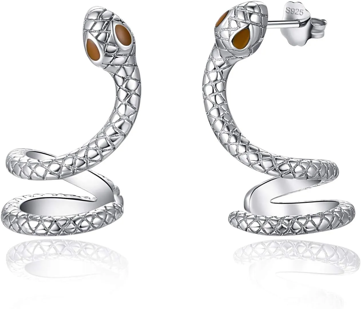 Snake Stud Earrings For Women, 925 Sterling Silver Hypoallergenic for Sensitive Ears Animal Serpent Auricle Wrap Goth Dangle Earring Jewelry for Friend