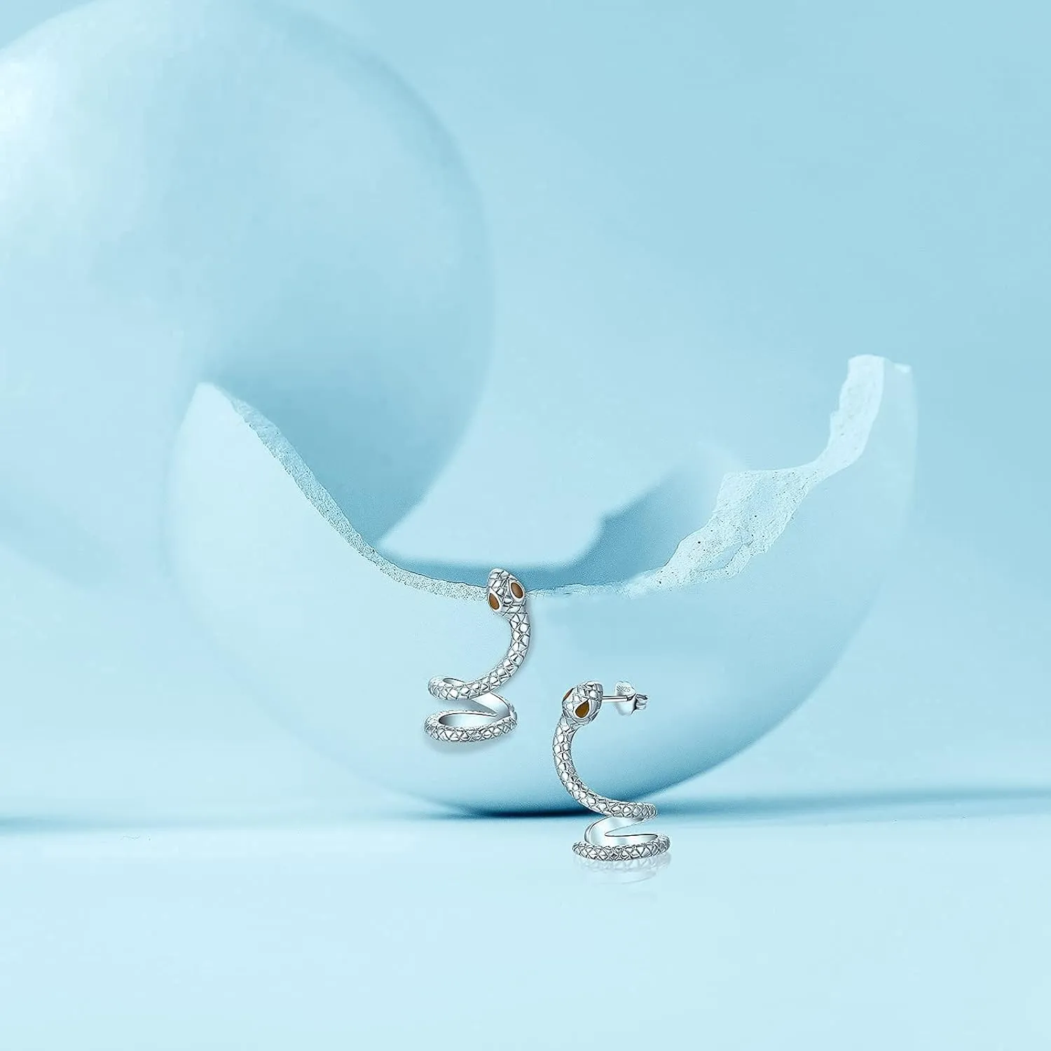 Snake Stud Earrings For Women, 925 Sterling Silver Hypoallergenic for Sensitive Ears Animal Serpent Auricle Wrap Goth Dangle Earring Jewelry for Friend