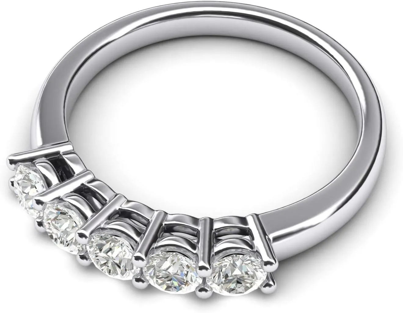 Solid Sterling Silver Eternal Five Stones Anniversary Ring Simulated Brilliant Diamonds Eternity ring 1.25ctw for Women