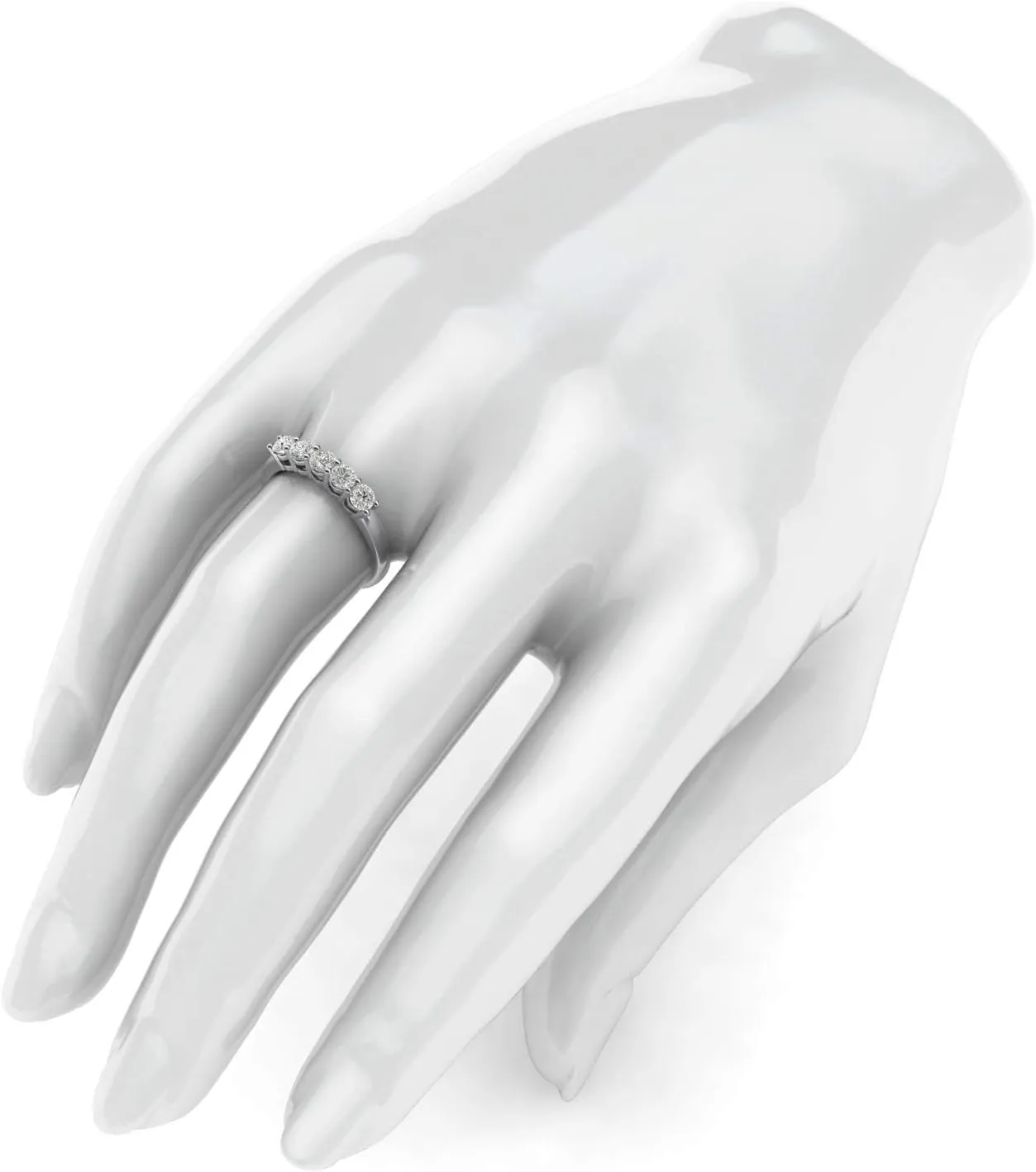 Solid Sterling Silver Eternal Five Stones Anniversary Ring Simulated Brilliant Diamonds Eternity ring 1.25ctw for Women