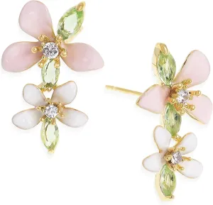 Sonateomber Flower Stud Earrings for Women, Cute Floral Rhinestone Enamel Earing Prom Hypoallergenic Fashion Jewelry Gift