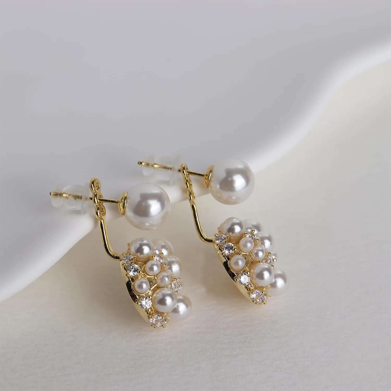Sonateomber Gold Chunky Dangle Drop Stud Earrings for Women, Valentine Vintage Statement Jacket Dangling Hypoallergenic Earing Jewelry Gift.