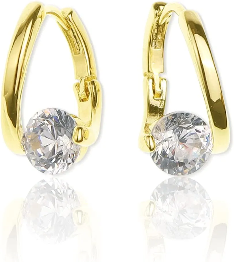 Sonateomber Simple Small Gold Hoop Earrings for Women - Sparkly Huggie Ring Circle Daily Jewelry Gift for Christmas Party