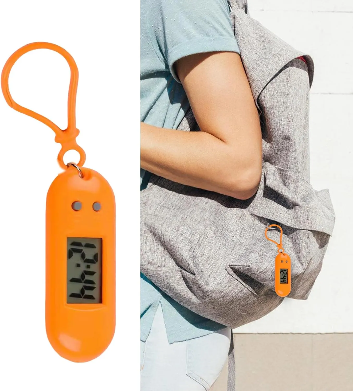 Sporty LED Digital Keychain Pocket Watch Miniature Clock for Students and Kids Practical Travel Backpack