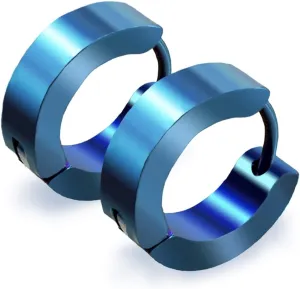 Stainless Steel Hoop Earrings For Men's Women's,Silver/Gold/Black/Blue Hypoallergenic Round Huggie Earrings,Fashion Punk Earrings Piercing Jewelry,Simple Stylish Loop Earring,Gift for Him Her Birthday