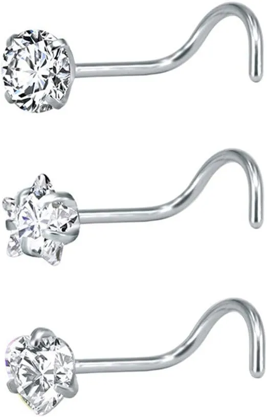 Stainless Steel Nose Ring Unisex Nose Stud Body Jewelry Piercing White Practical