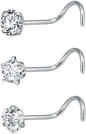 Stainless Steel Nose Ring Unisex Nose Stud Body Jewelry Piercing White Practical