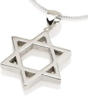 Star of David Necklace for Men, 925 Sterling Silver Pendant with Jewish Star Symbol, Israeli Made Hebrew Israelite Jewelry Kabbalah Blessing Jewish Jewelry for Women Holy Land Gifts