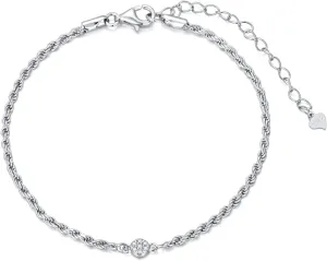 Sterling Silver 0.10 Cttw Real Diamonds Bracelet,Diamond Bracelet For WomenI2-I3 Clarity