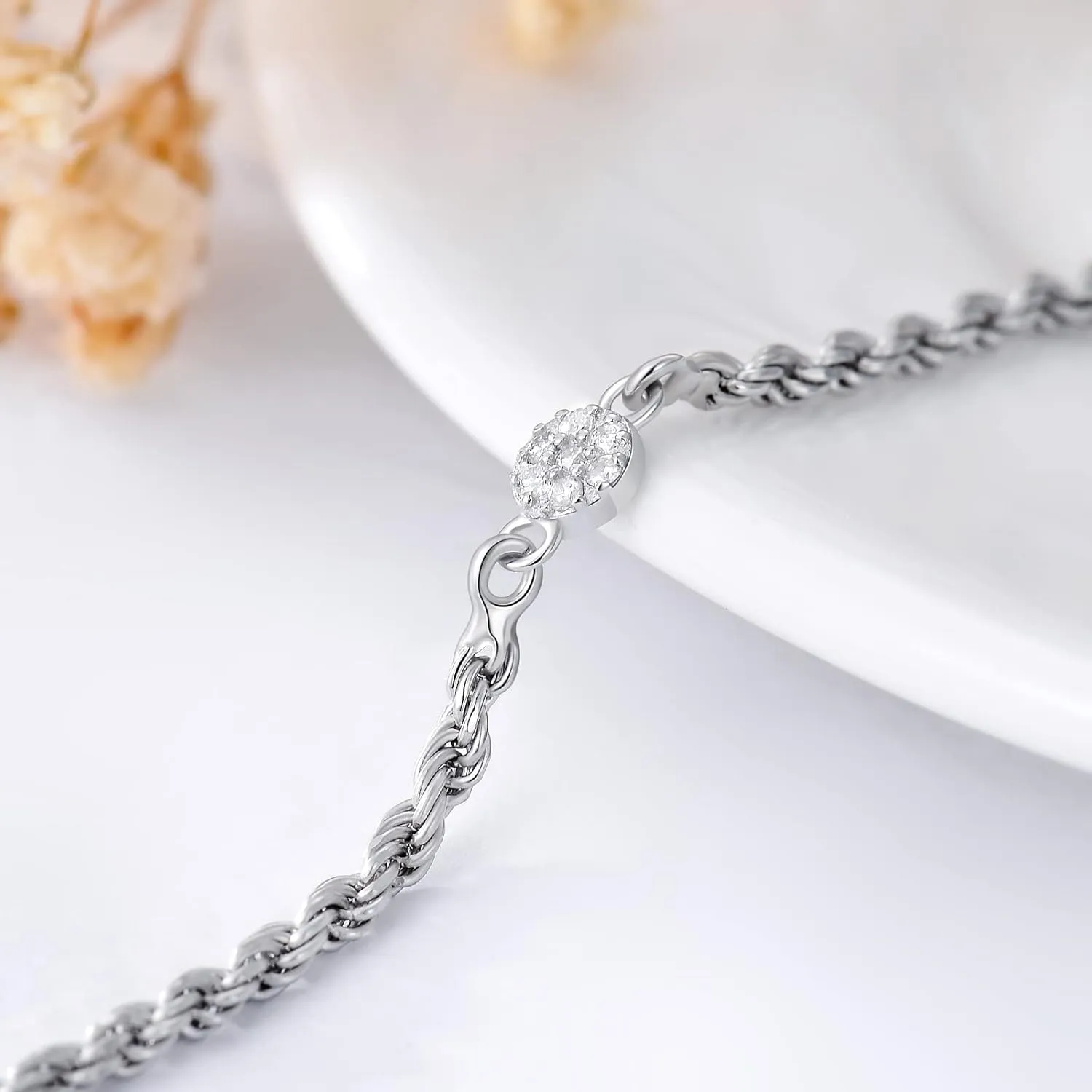 Sterling Silver 0.10 Cttw Real Diamonds Bracelet,Diamond Bracelet For WomenI2-I3 Clarity