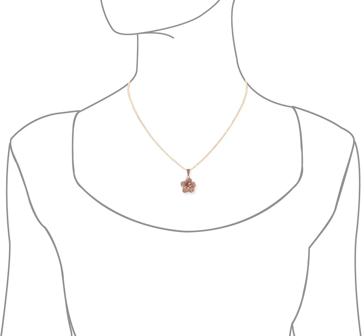 Sterling Silver 17mm Hibiscus Pendant Necklace, 16 2" Extender