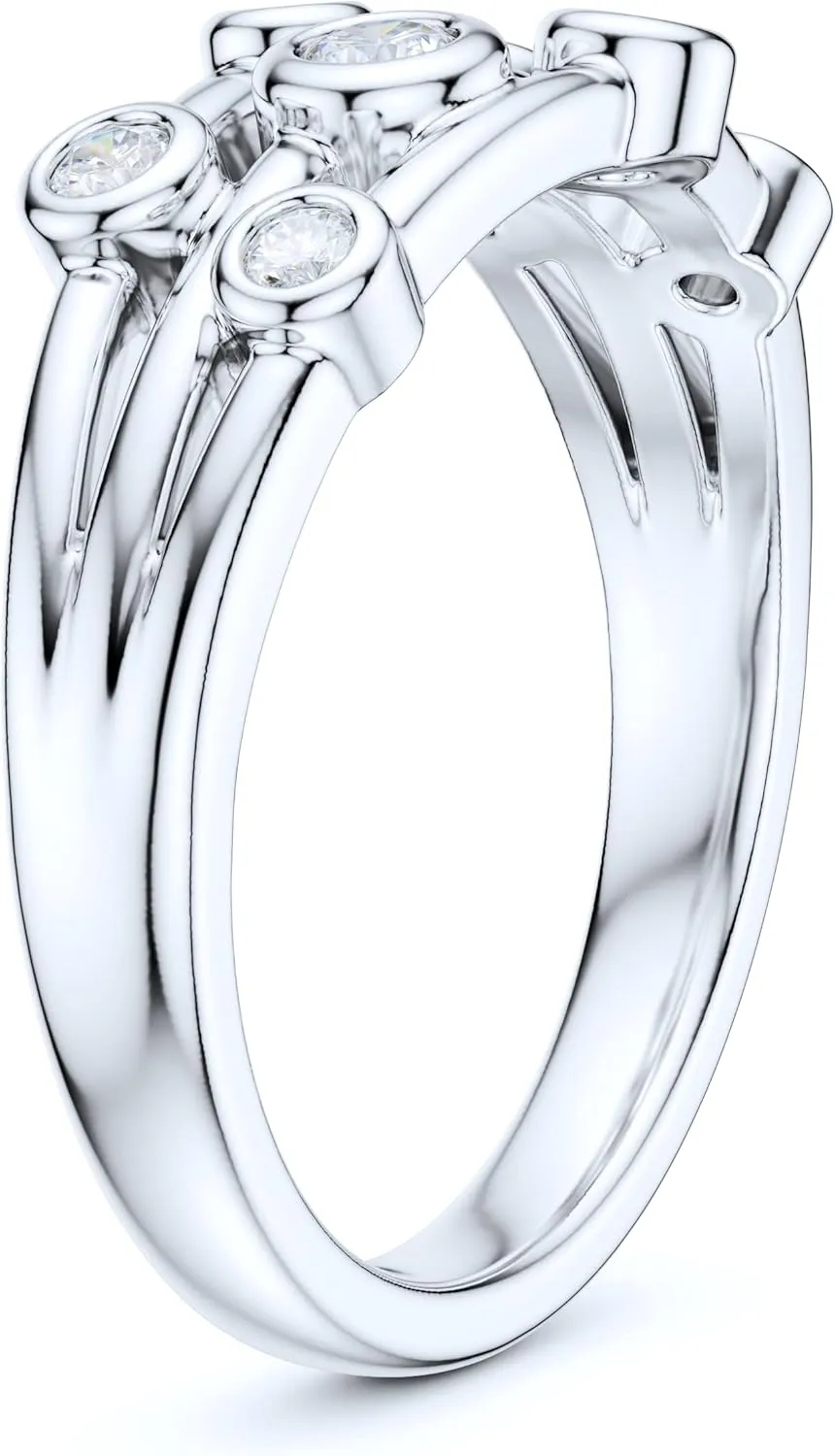 Sterling Silver Bubble Cocktail Simulated Round Brilliant Cut Diamond or Genuine Moissanite Fashion Anniversary Ring Wedding Band For Women