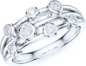 Sterling Silver Bubble Cocktail Simulated Round Brilliant Cut Diamond or Genuine Moissanite Fashion Anniversary Ring Wedding Band For Women