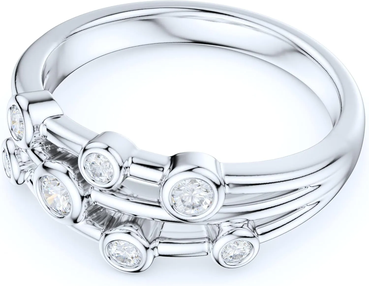 Sterling Silver Bubble Cocktail Simulated Round Brilliant Cut Diamond or Genuine Moissanite Fashion Anniversary Ring Wedding Band For Women