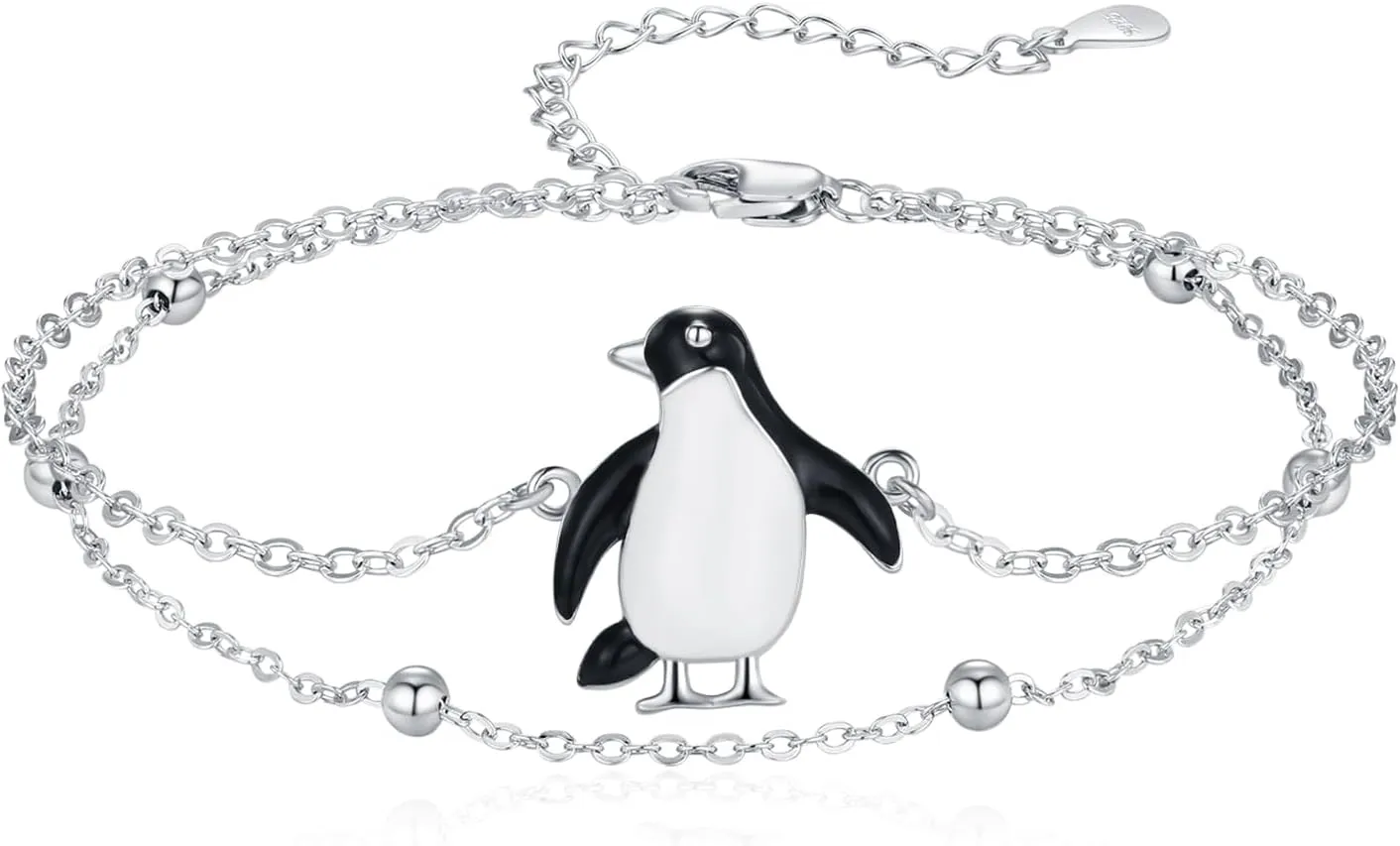 Sterling Silver Layered Adjustable Bracelets Anklets for Women Elephant Penguin Highland Cow Sloth Jewelry Gifts for Christmas Mothers Day Valentines Day