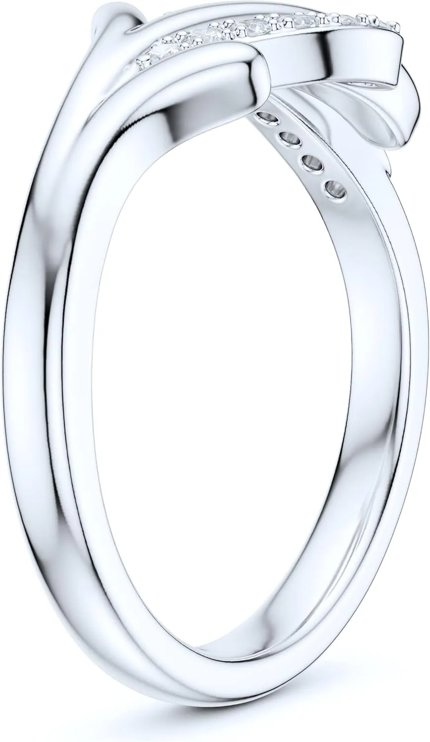 Sterling Silver Simulated Round Brilliant Cut Diamond or Genuine Moissanite Deer Reindeer Antler Style Promise Ring For Women