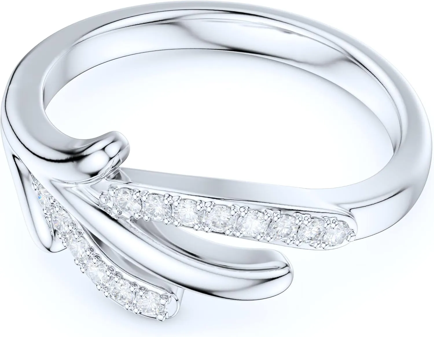 Sterling Silver Simulated Round Brilliant Cut Diamond or Genuine Moissanite Deer Reindeer Antler Style Promise Ring For Women
