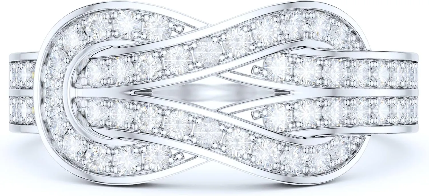 Sterling Silver Tie the Love Knot Full of Simulated Round Brilliant Cut Diamond or Genuine Moissanites Promise Ring Wedding Band