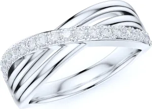 Sterling Silver X Shape One Row Simulated Round Brilliant Cut Diamond or Genuine Moissanites Cross Two Split Shanks Wedding Ring