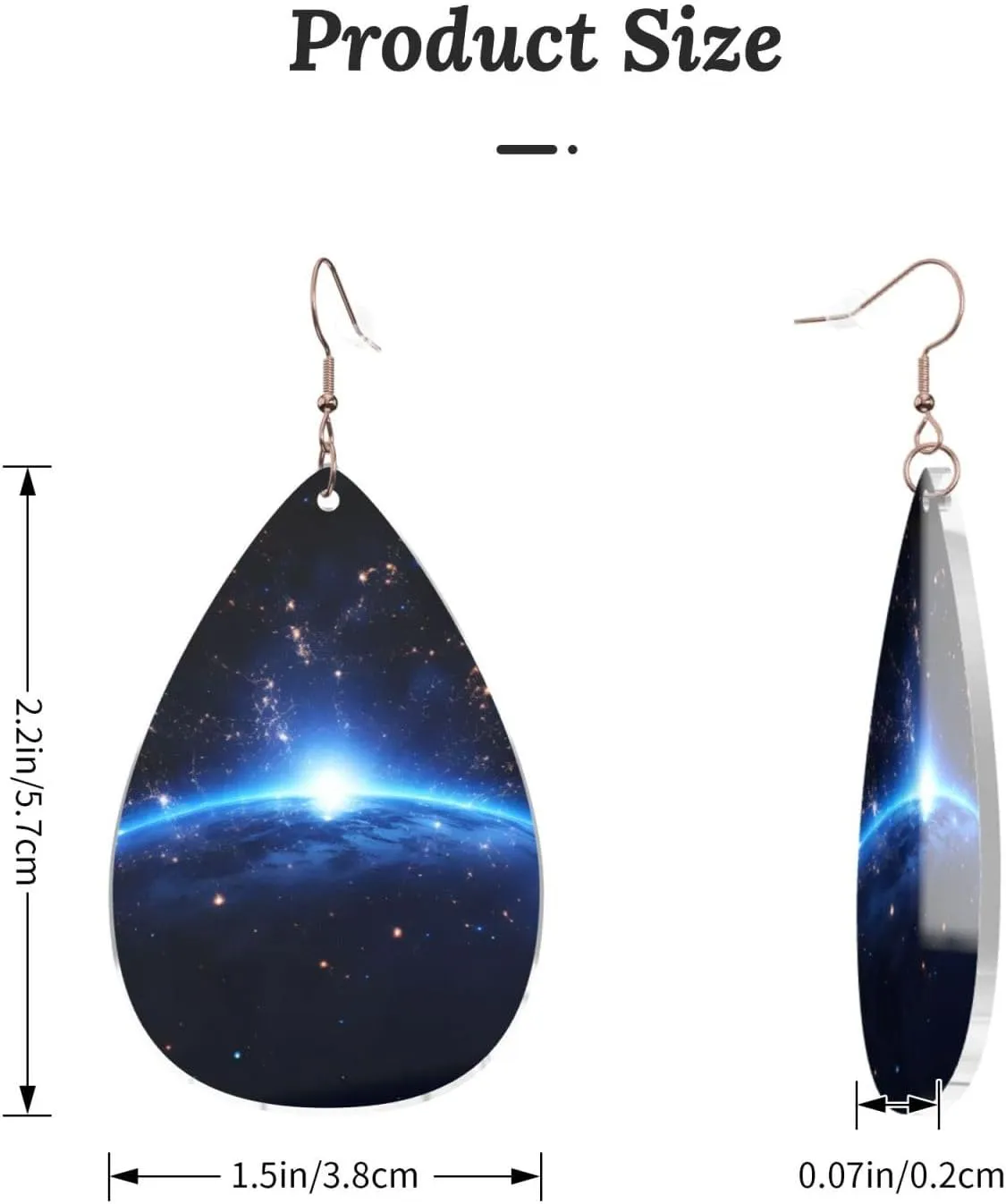 Stylish Drop-Shaped Acrylic Earrings Lightweight Printed Teardrop Dangle Earrings for Women (Blue Constellation Galaxy)