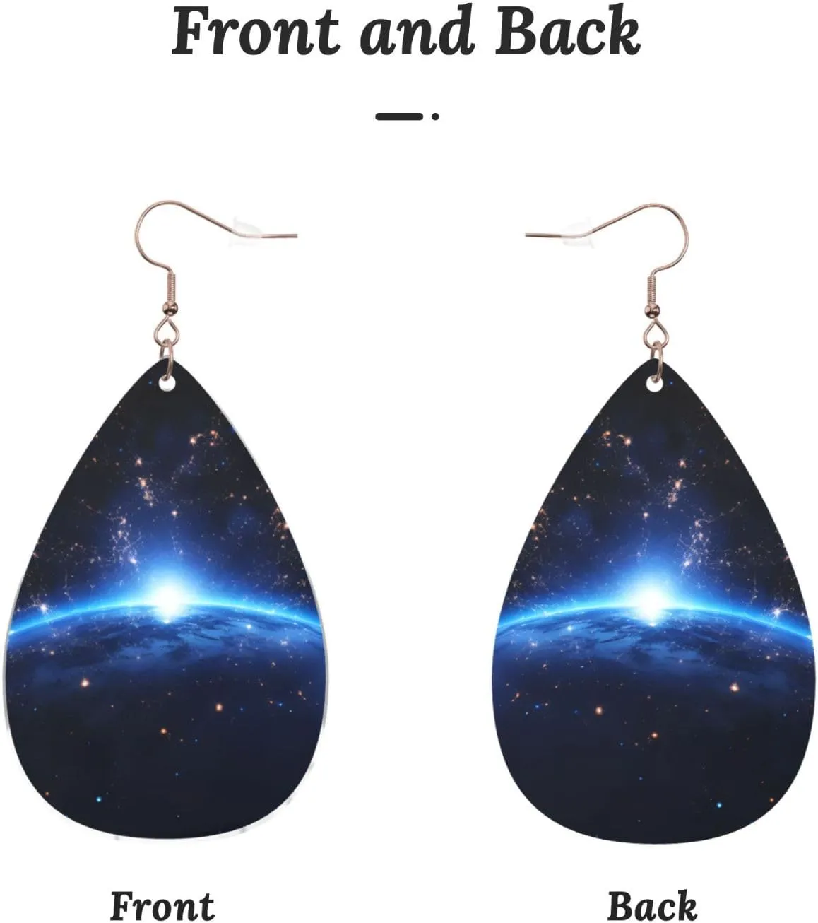 Stylish Drop-Shaped Acrylic Earrings Lightweight Printed Teardrop Dangle Earrings for Women (Blue Constellation Galaxy)