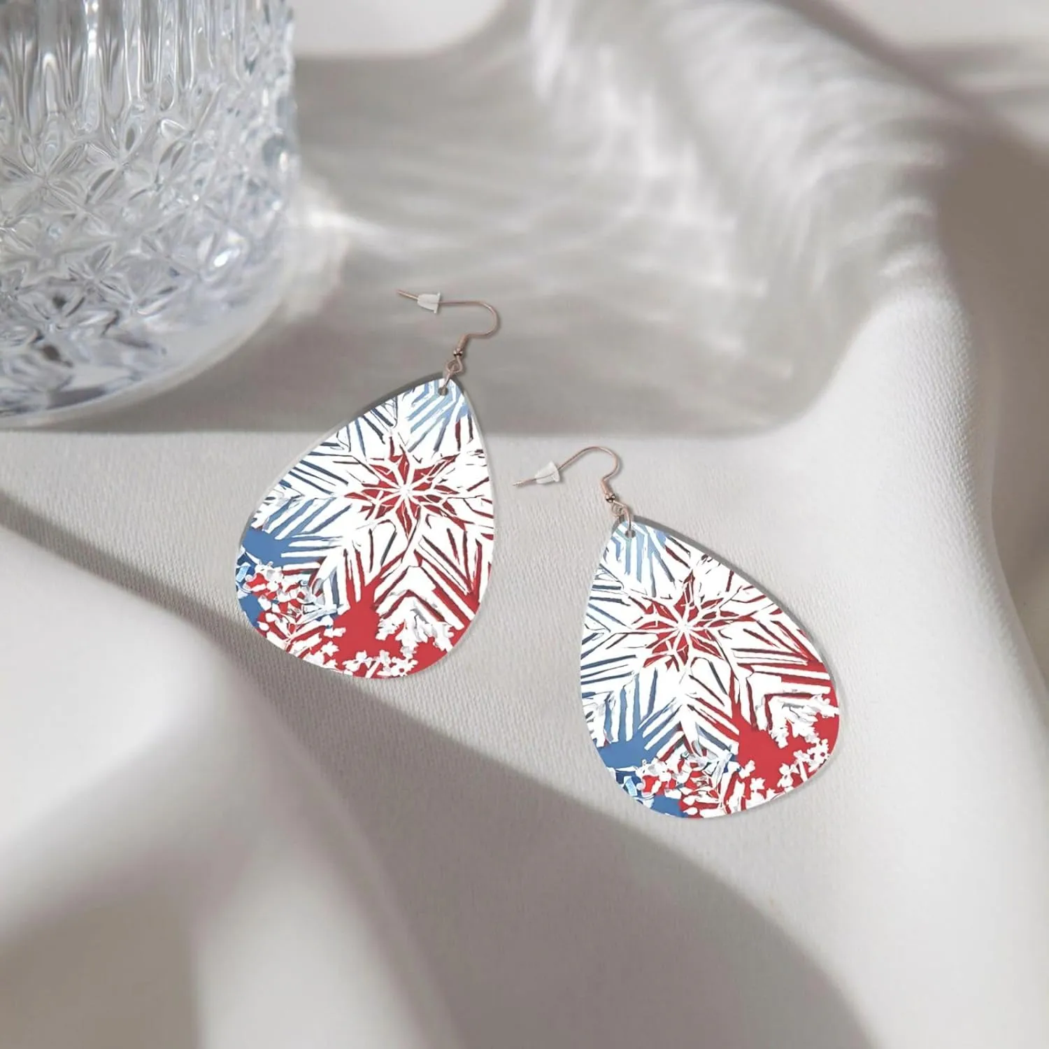 Stylish Drop-Shaped Acrylic Earrings Lightweight Printed Teardrop Dangle Earrings for Women (Glitter Sequin Spot)