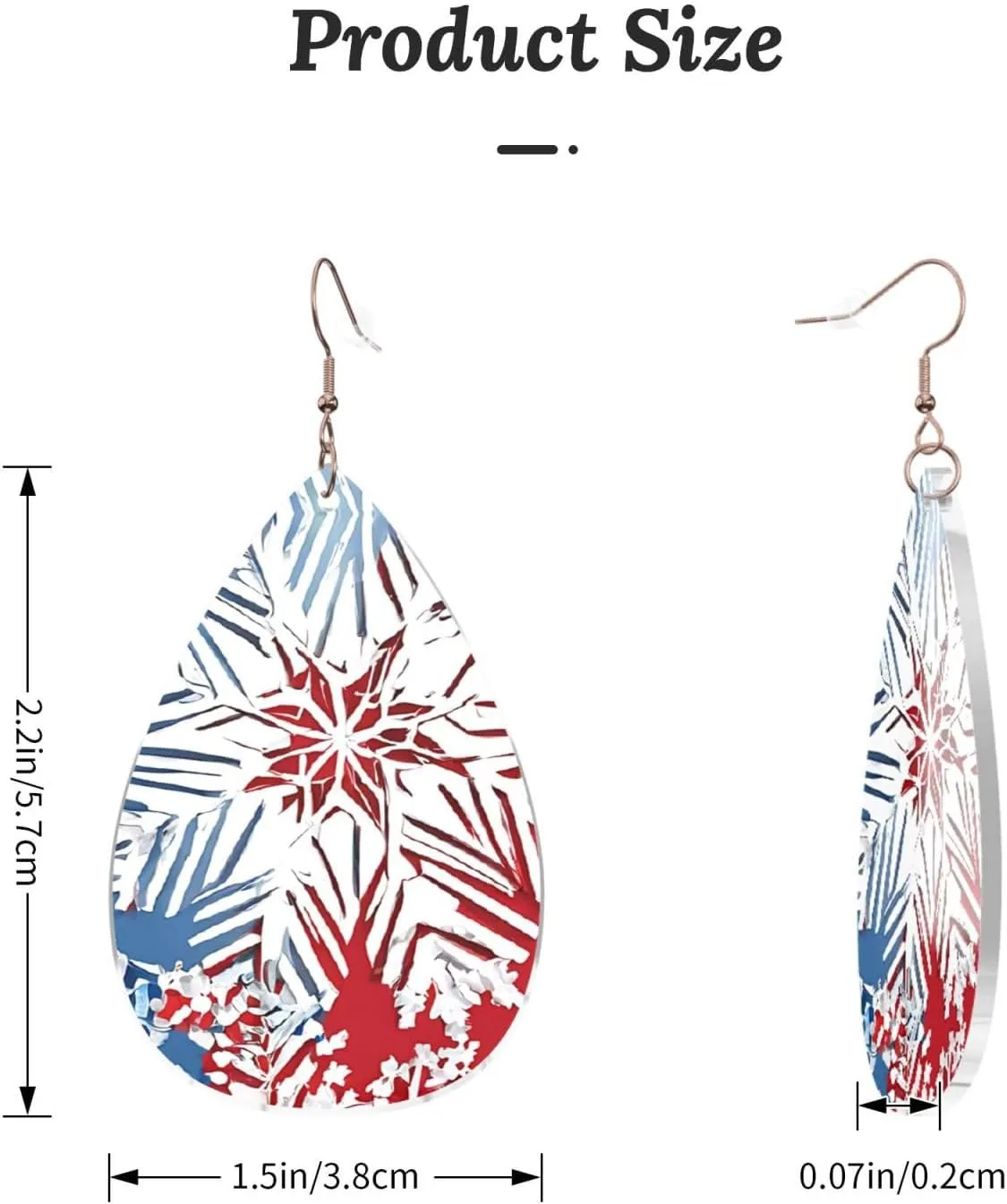 Stylish Drop-Shaped Acrylic Earrings Lightweight Printed Teardrop Dangle Earrings for Women (Glitter Sequin Spot)