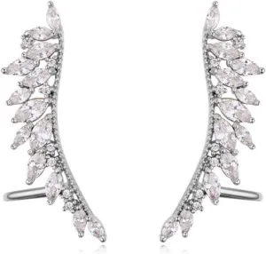Stylish Ear Wrap Clip Earrings Wings Shape -plated Zircon Comfortable Non-pierced Ear Cuffs for Daily Wear