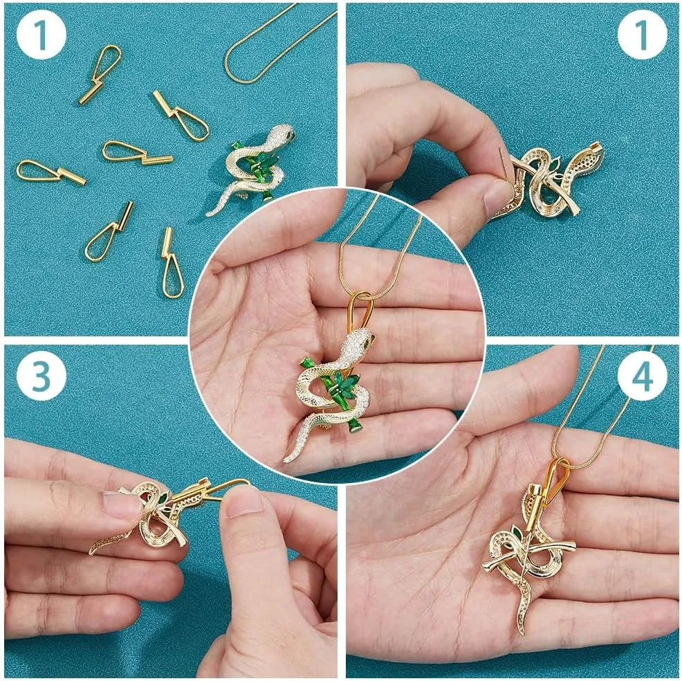 SUPERFINDINGS 10Pcs Vertical Pin to Pendant Brooch Pendant Converters Golden Alloy Brooch Pin to Necklace Keychain Converters Tube Design with Bail Convert for Necklace Keychain Hair Rope
