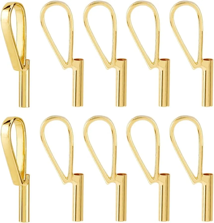 SUPERFINDINGS 10Pcs Vertical Pin to Pendant Brooch Pendant Converters Golden Alloy Brooch Pin to Necklace Keychain Converters Tube Design with Bail Convert for Necklace Keychain Hair Rope