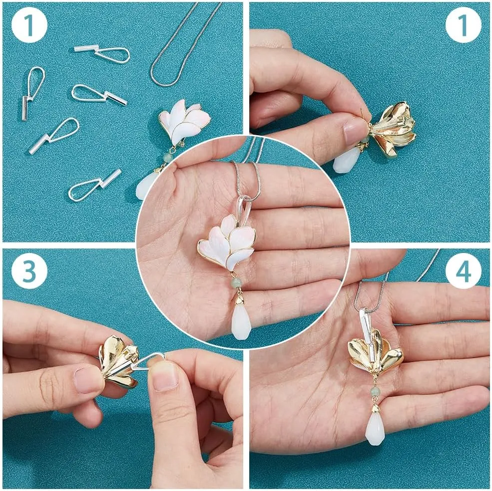 SUPERFINDINGS 10Pcs Vertical Pin to Pendant Brooch Pendant Converters Silver Alloy Brooch Pin to Necklace Keychain Converters Tube Design with Bail Convert for Necklace Keychain Hair Rope