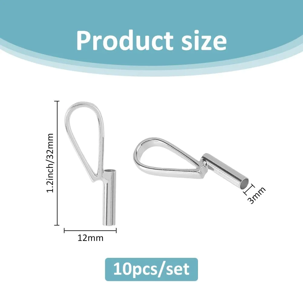 SUPERFINDINGS 10Pcs Vertical Pin to Pendant Brooch Pendant Converters Silver Alloy Brooch Pin to Necklace Keychain Converters Tube Design with Bail Convert for Necklace Keychain Hair Rope
