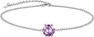 Suplight 925 Stelring Silver Birthstone Crytal Anklet, Dainty Chain Anklet Bracelets for Women (with Gift Box)
