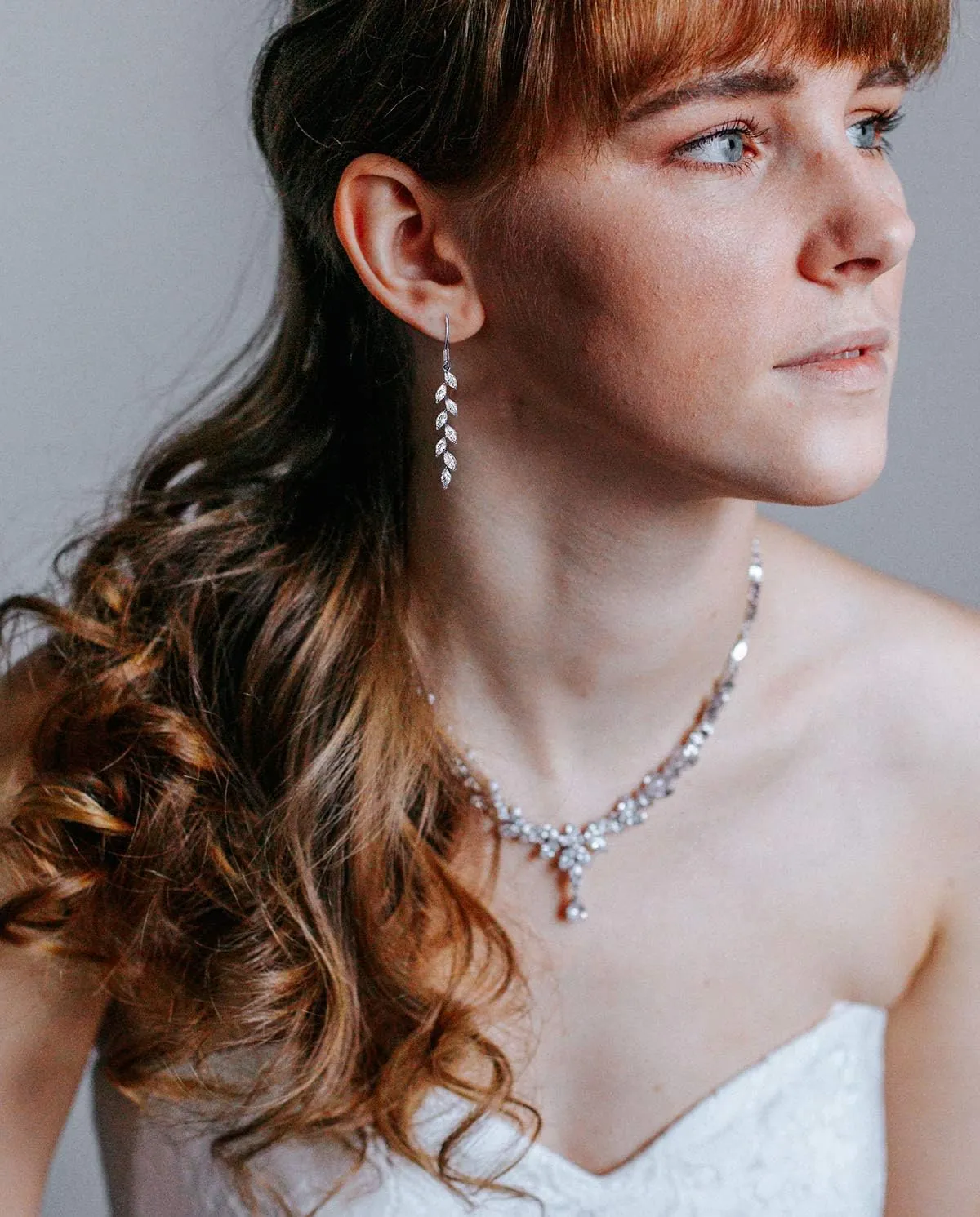 SWEETV Marquise Wedding Dangle Earrings for Brides Bridesmaid, Crystal Long Bridal Earrings for Women Prom