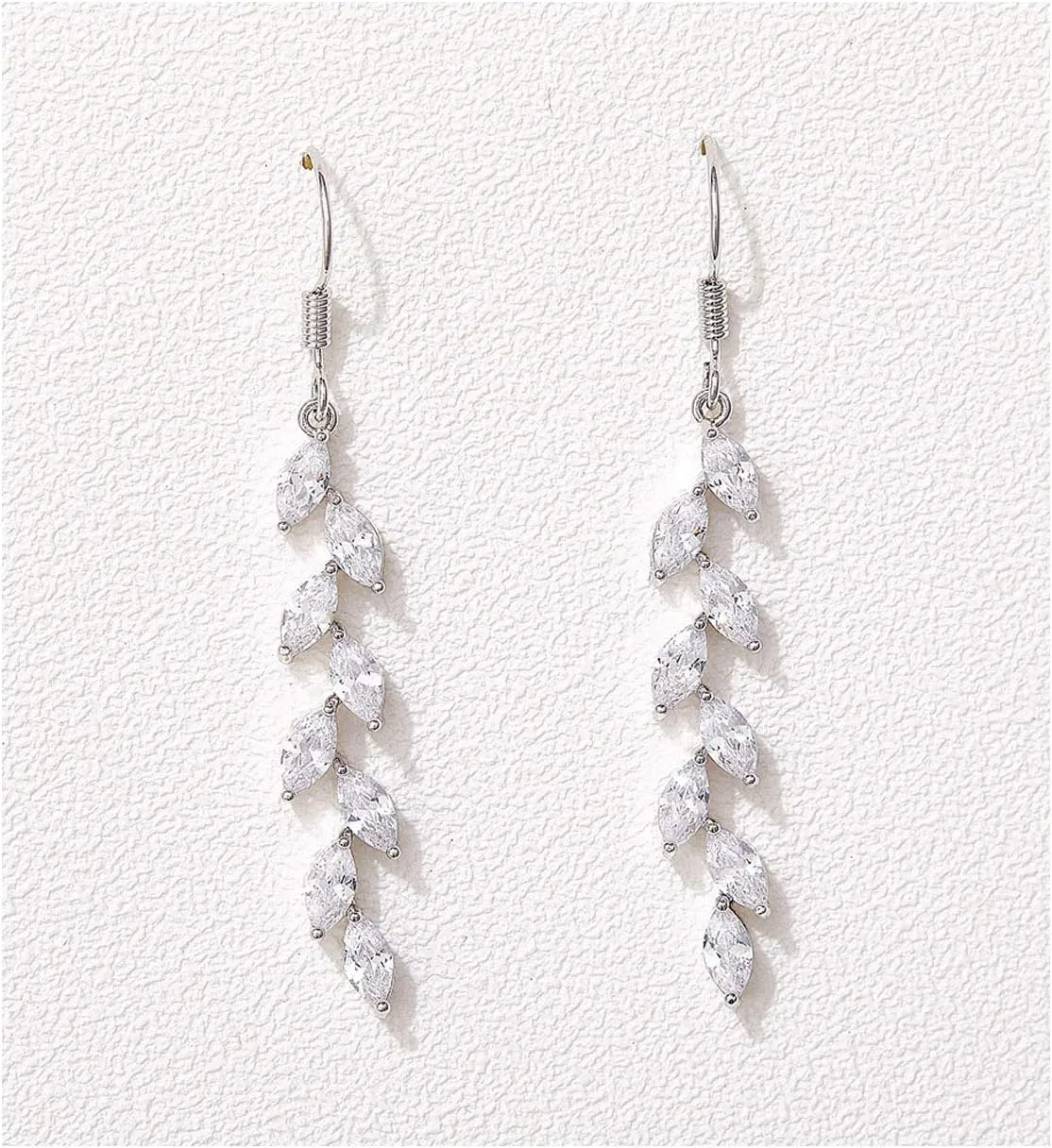 SWEETV Marquise Wedding Dangle Earrings for Brides Bridesmaid, Crystal Long Bridal Earrings for Women Prom