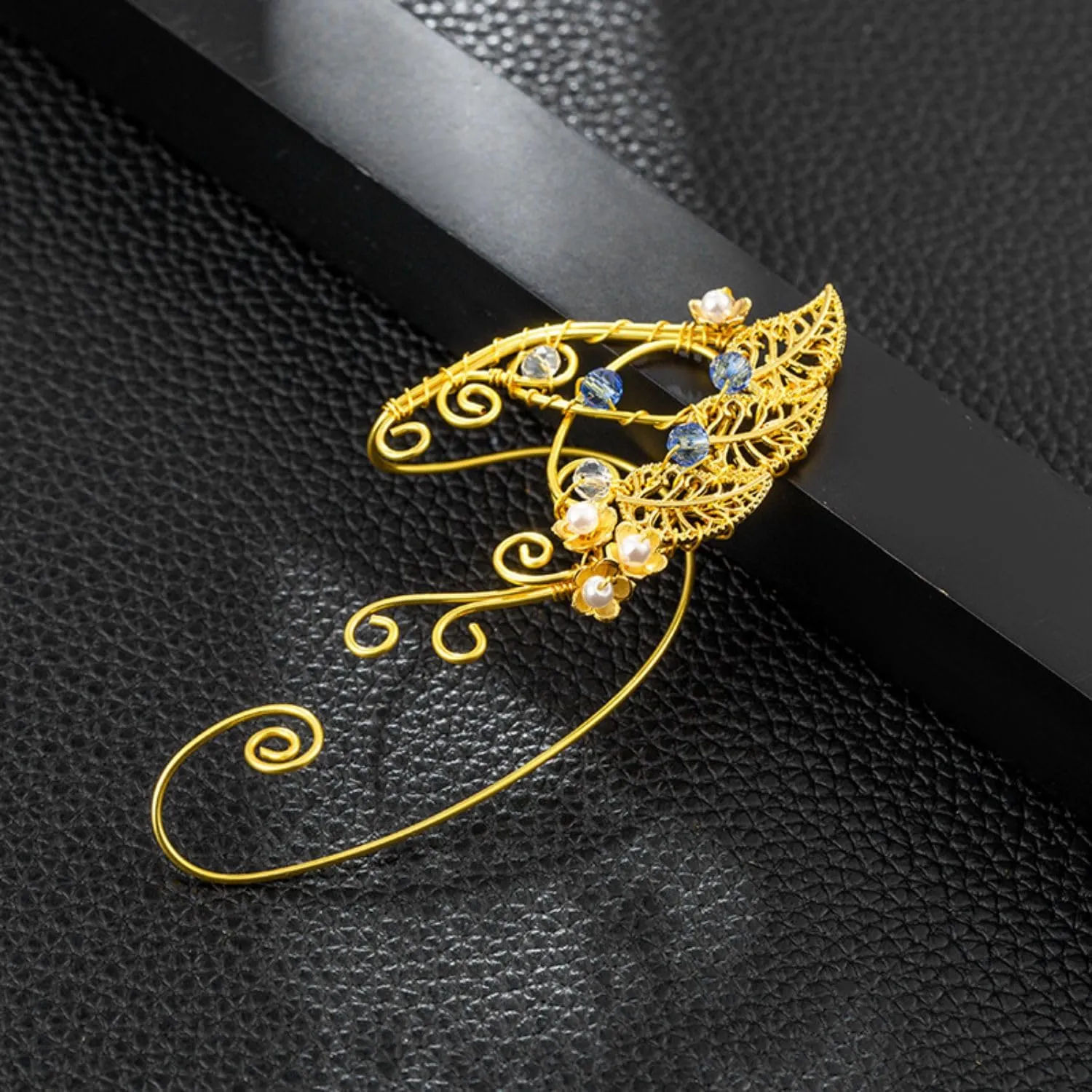 Tassel Elf Earrings No Pierced Fairy Ear Cuffs Butterfly Ear Cuffs Flower Earrings Cuff for Women Cosplay Costume Accessories
