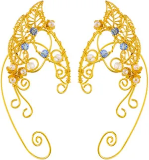 Tassel Elf Earrings No Pierced Fairy Ear Cuffs Butterfly Ear Cuffs Flower Earrings Cuff for Women Cosplay Costume Accessories