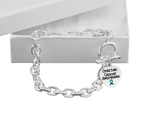 Teal Ribbon Ovarian Cancer Awareness Chunky Charm Bracelets