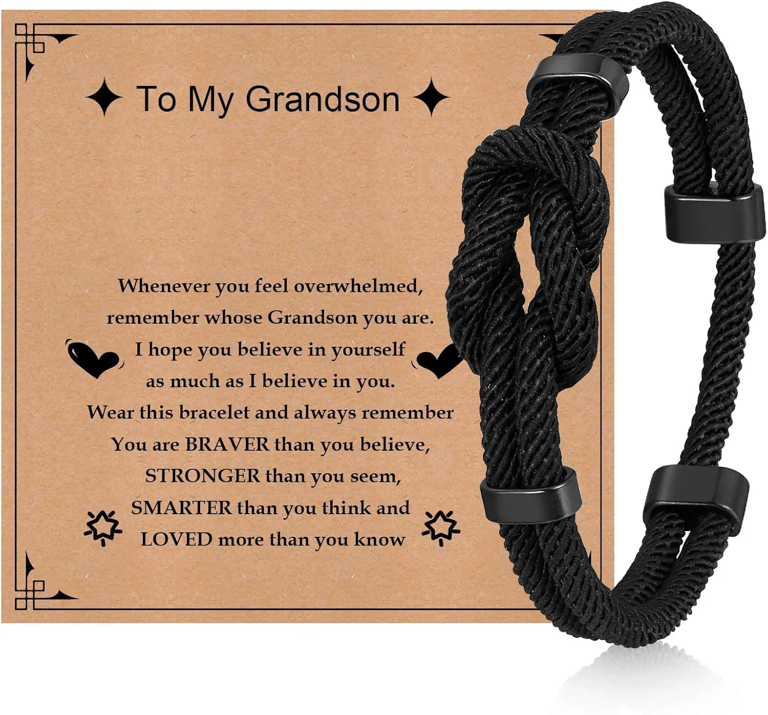TempBeau Love Knot Bracelet Gifts for Men - Braided Cord Rope Bracelets for Men,String Bracelet with Infinity Knot Anniversary Birthday Graduation Gifts for Men Husband Boyfriend Son Brother